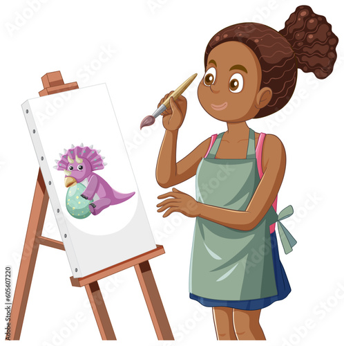 Teenage Girl Creating Art on Canvas
