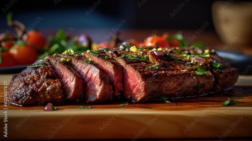 Juicy grilled meat steak. Generative ai Juicy grilled meat steak. Generative ai