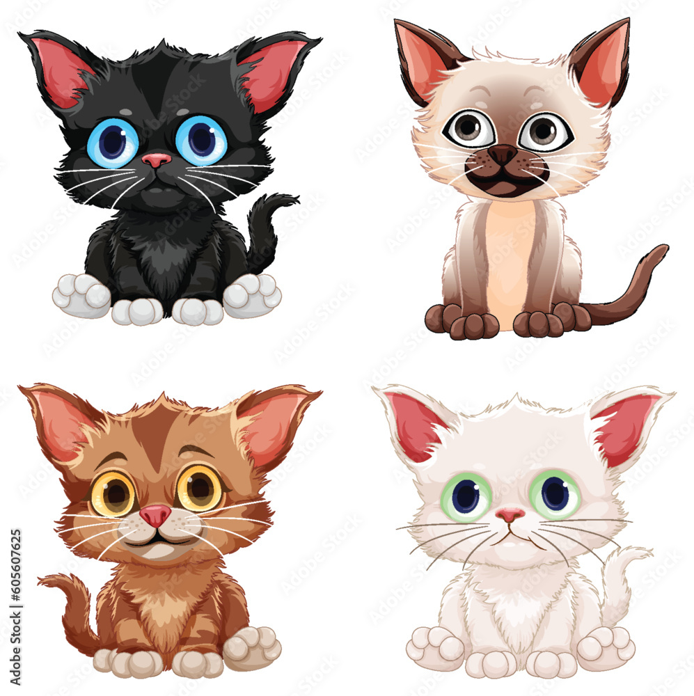 Cute cat cartoon character set Cute cat cartoon character set