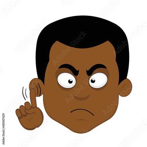 vector illustration face of a cartoon man saying no with a finger gesture