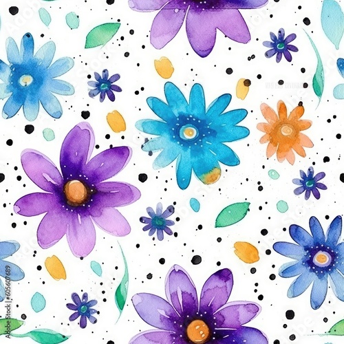 Fashionable pattern watercolor simple flower Floral seamless background for textiles, fabrics, covers, wallpapers, print, gift wrapping and scrapbooking