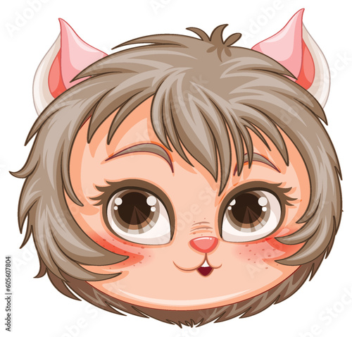 Little Cat Girl Hybrid in Fantasy Cartoon Style