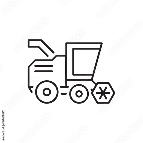 Combine harvester line icon. Editable stroke