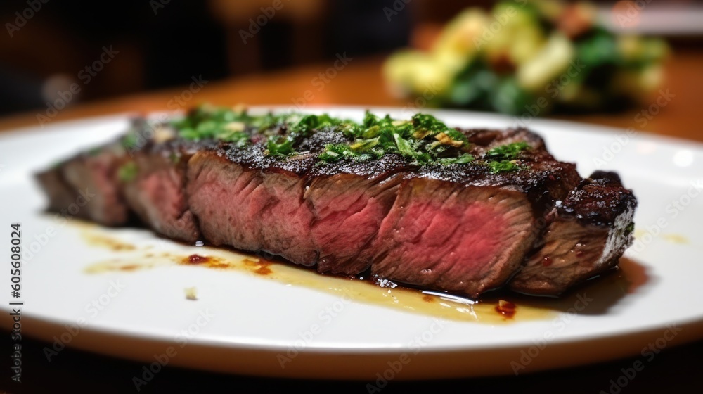 Juicy grilled meat steak. Generative ai Juicy grilled meat steak. Generative ai