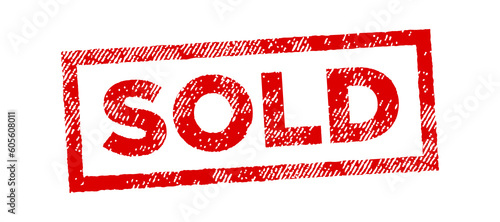 Grunge sold red stamp vector isolated, sale stamp vintage icon