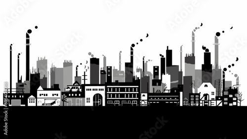 industrial skyline smoke vector art