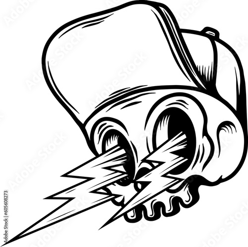 Skull with lightnings. Vintage skull with lightnings. For logo, label, sign, t shirt.