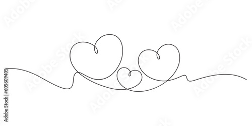 hearts sign family love symbol in one line drawing style vector illustration minimalism concept