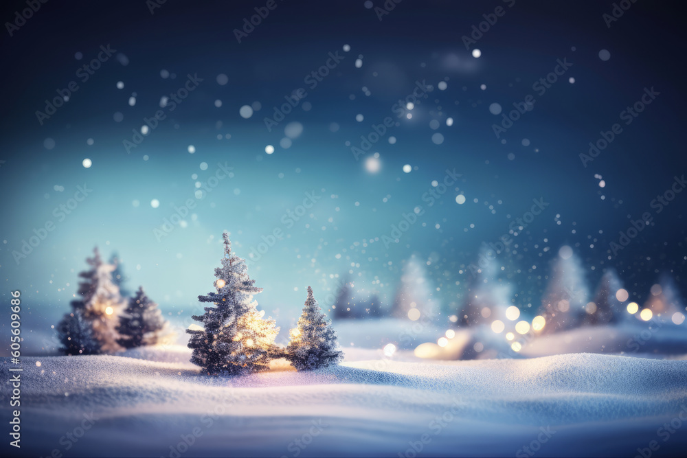 Ai generated illustration of Christmas background landscape
