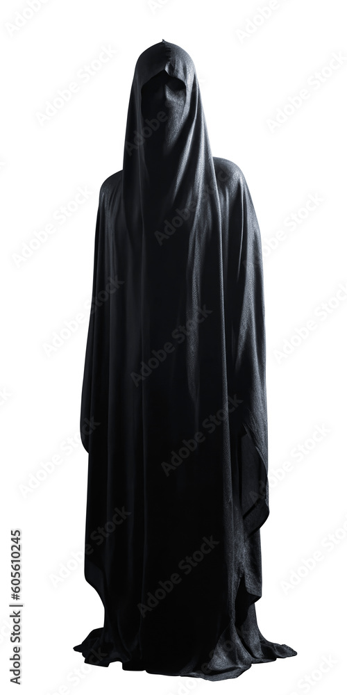 Grim reaper in black cloth, Halloween mystery concept, Generative AI