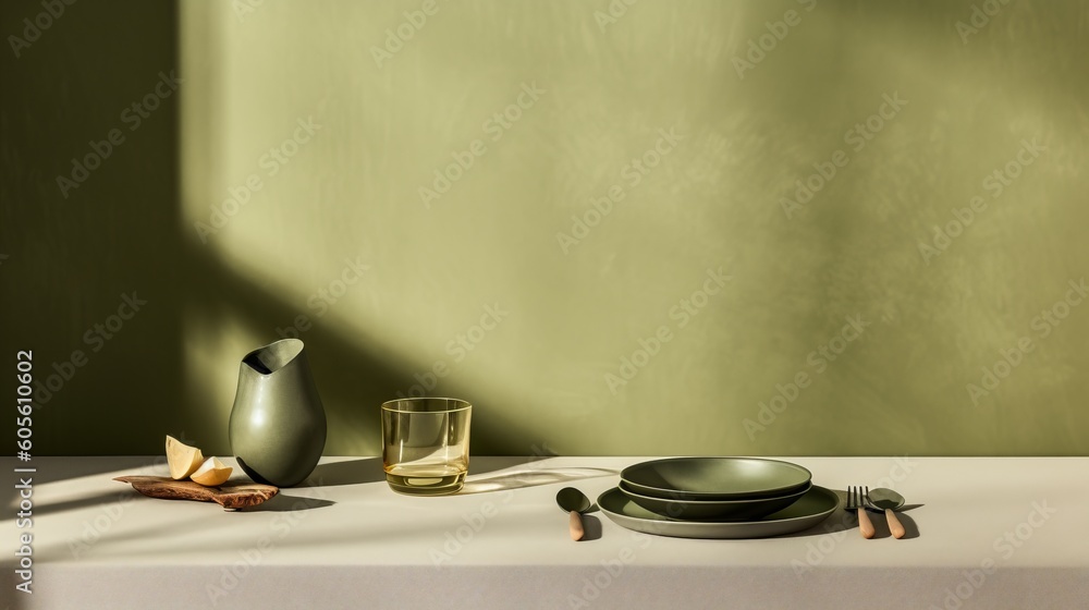 Versatile table mockup with abstract shadows and captivating light reflections with Generative AI Versatile table mockup with abstract shadows and captivating light reflections with Generative AI