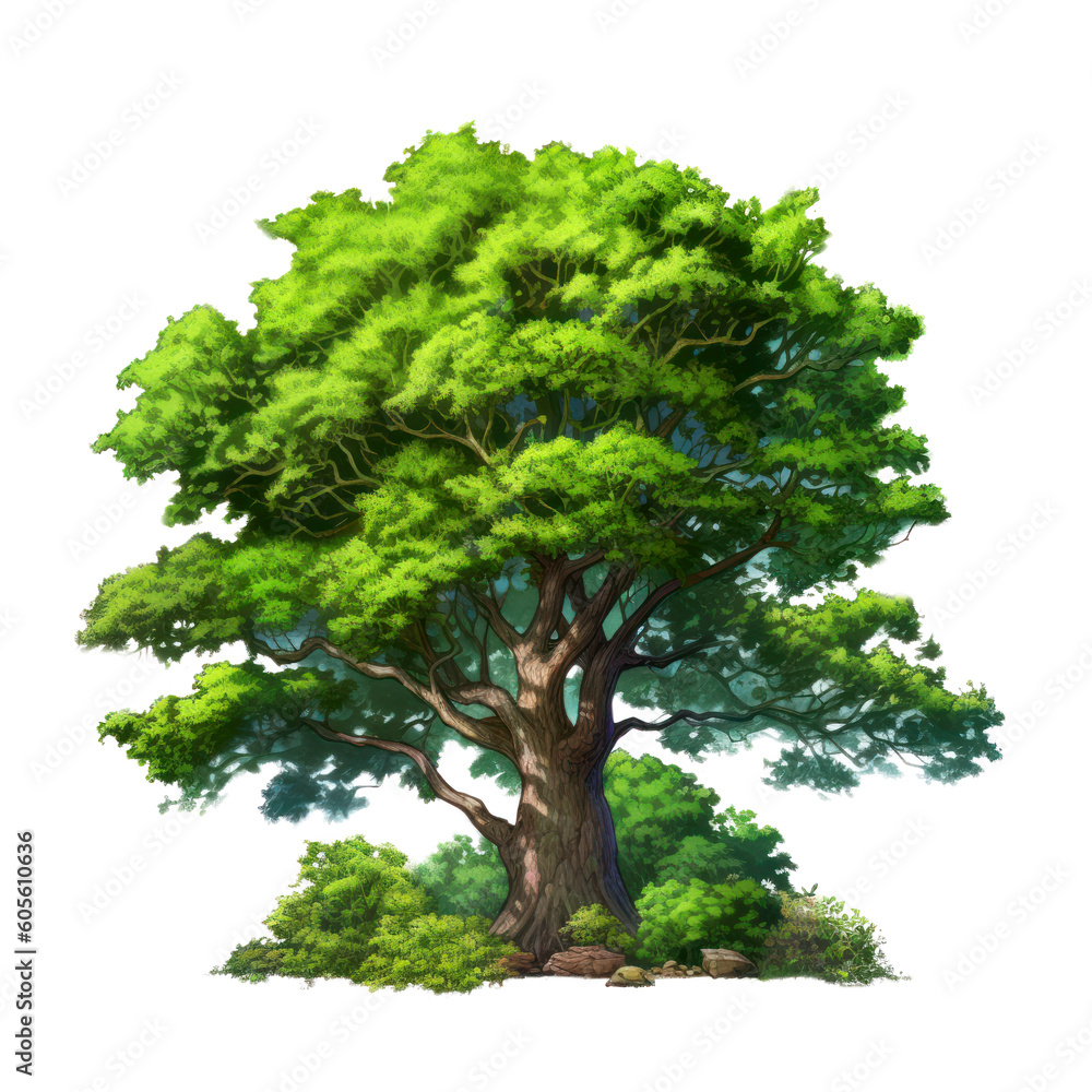 fantasy tree, wygenerowana przez AI, ilustracja drzewa bez tła - obrazy, fototapety, plakaty 
