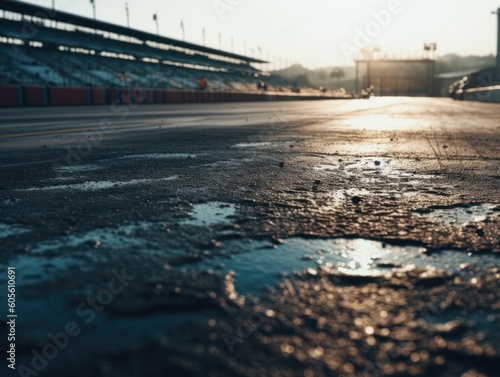 Wallpaper Mural Race track Empty asphalt road concept Driving on an empty road Racing sports concept Created with Generative AI technology Torontodigital.ca