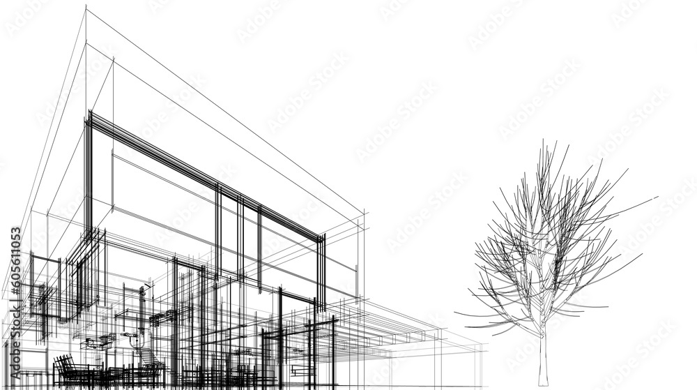 architectural drawing 3d illustration architectural drawing 3d illustration