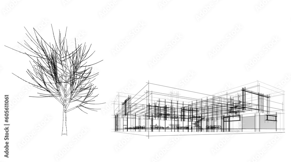 architectural drawing 3d illustration architectural drawing 3d illustration