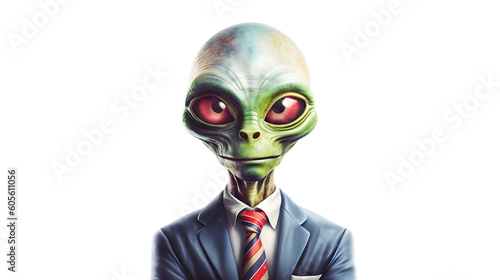 Beautiful Alien - Extraterrestrial Being on Transparent Background PNG © John