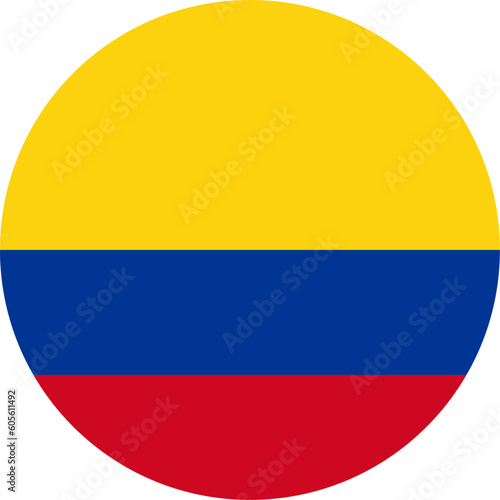 round Colombian national flag of Colombia, America