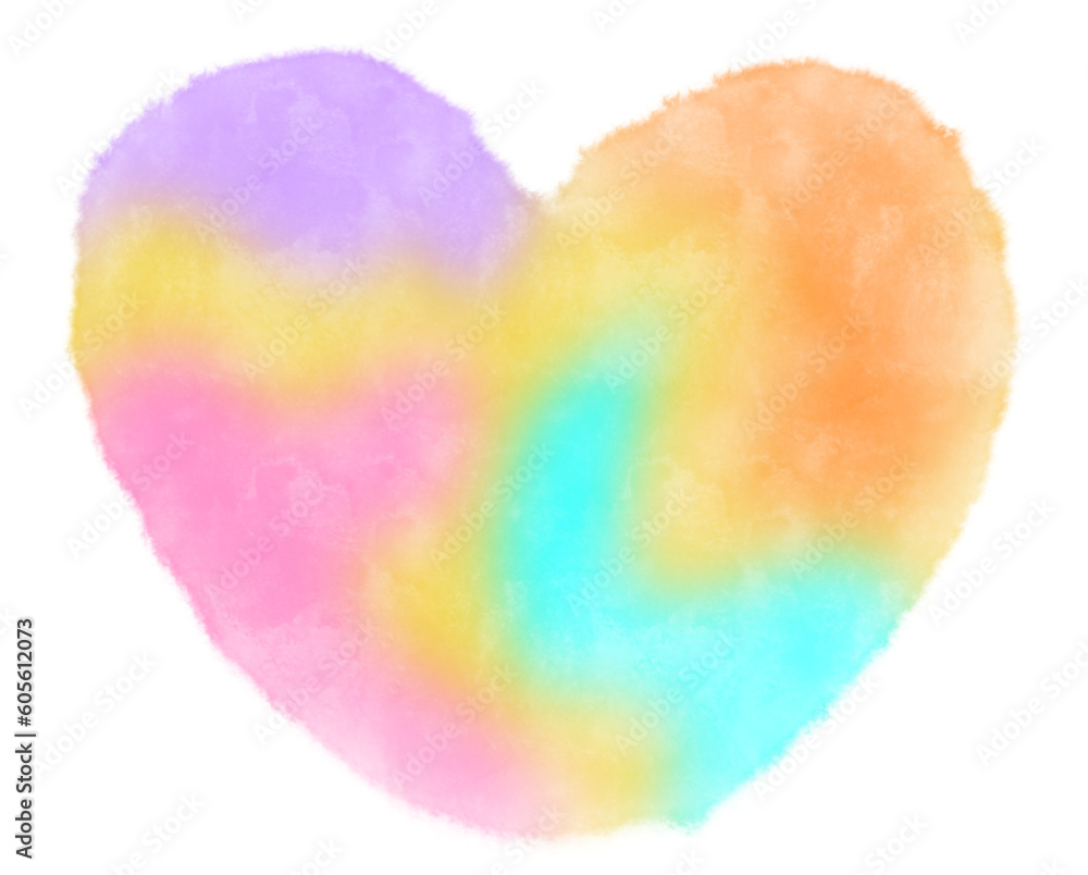 watercolor painting line art color lovely rainbow heart