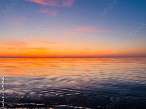 Seascape after the sunset  orange sunset sea horizon  twilights sea view background