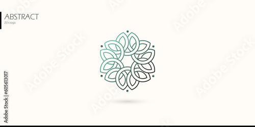abstract zen lotus flower infinity luxury logo for spa saloon beauty therapist salon yoga meditation. simple minimal  geometric line vector icon symbol logotype