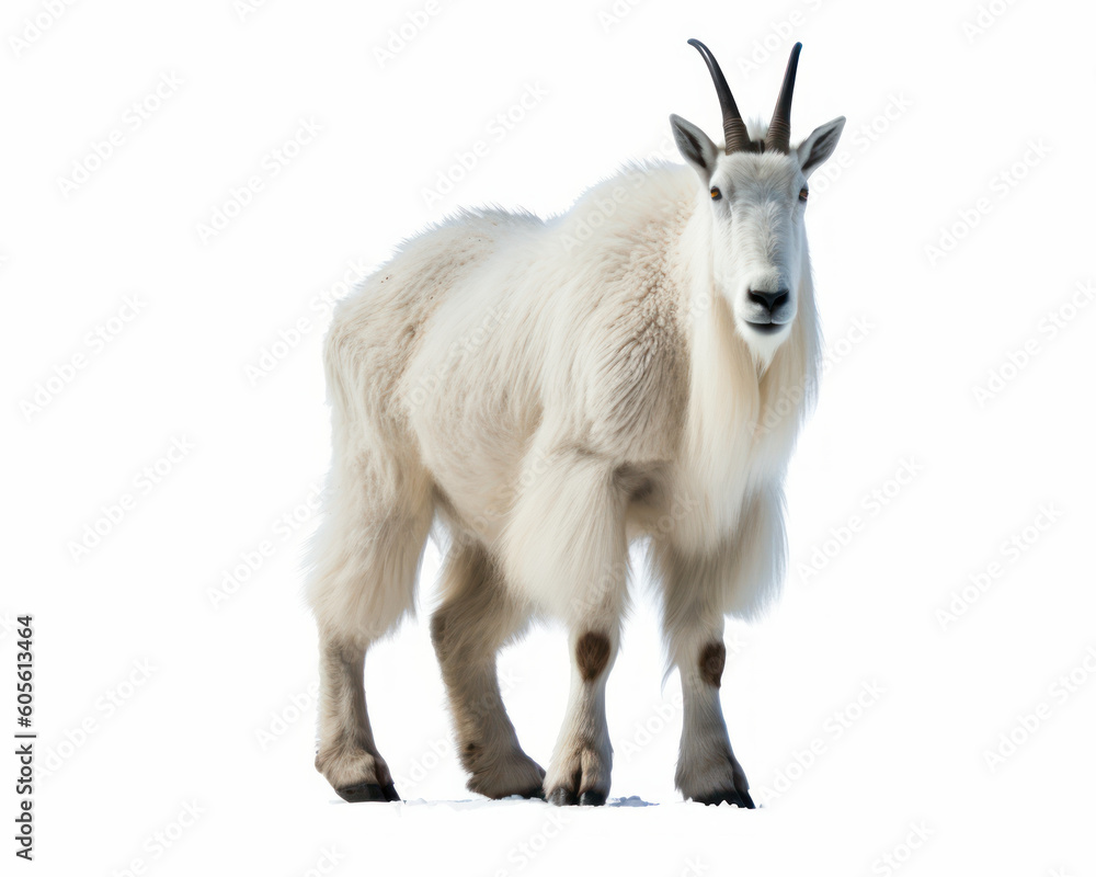 photo of mountain goat isolated on white background. Generative AI