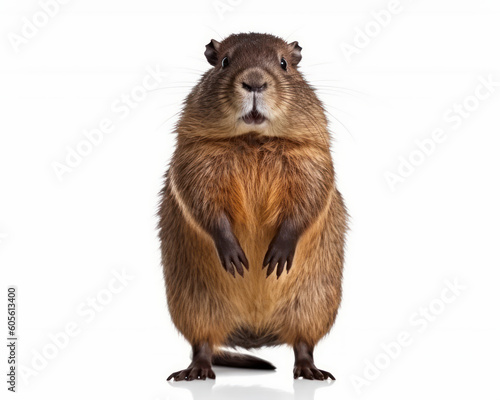 photo of nutria isolated on white background. Generative AI