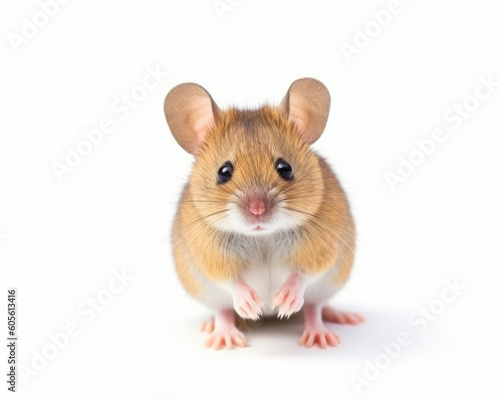 photo of mouse isolated on white background. Generative AI © Bartek