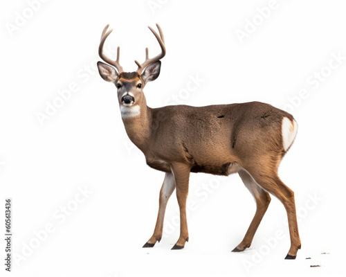 Photo photo of mule deer isolated on white background. Generative AI
