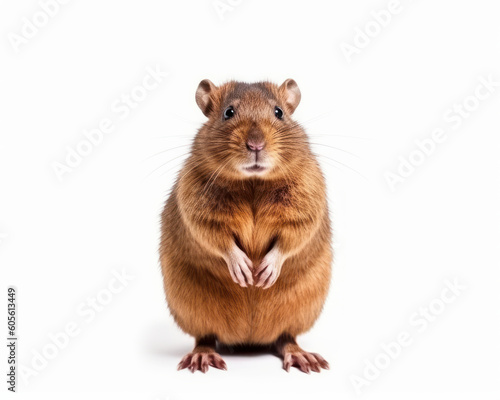 photo of muskrat rodent isolated on white background. Generative AI