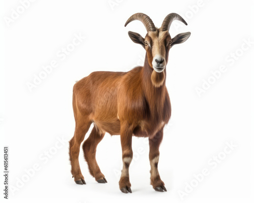 photo of Nubian goat isolated on white background. Generative AI