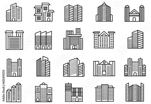 Building icons set vector. symbol of building line icon illustration on white background. editable file 