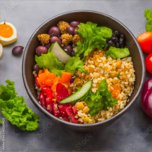 Healthy Food plate - diet food - vegetarian plate -generative ai