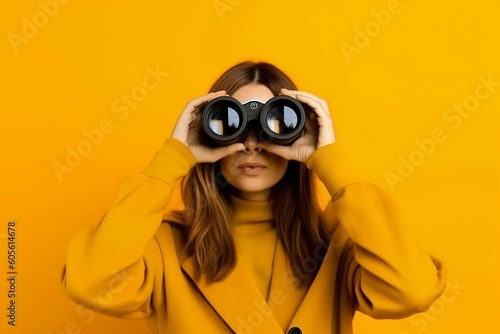 woman with binoculars photo