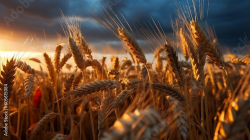 Wheat field with a sunset in the background © DLC Studio