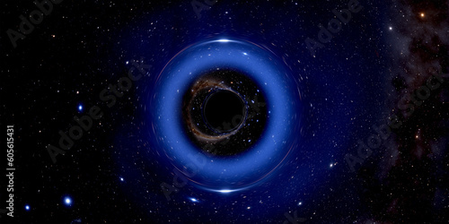 Fototapeta Naklejka Na Ścianę i Meble -  black hole with gravitational lens The mock of black hole in front of milky way