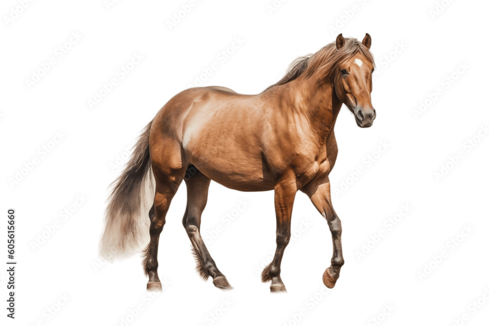 Sophisticated Brown Horse on Transparent Background. AI