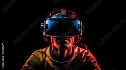 Man with VR Headset. Generative AI © DVS