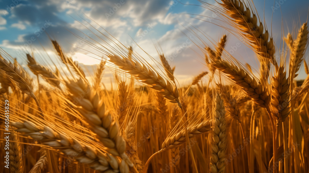 Wheat field with a sunset in the background Wheat field with a sunset in the background