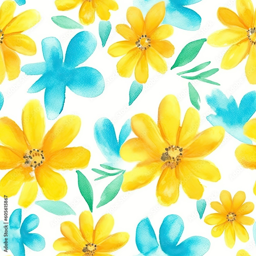 Obraz premium Fashionable pattern watercolor simple flower Floral seamless background for textiles, fabrics, covers, wallpapers, print, gift wrapping and scrapbooking 