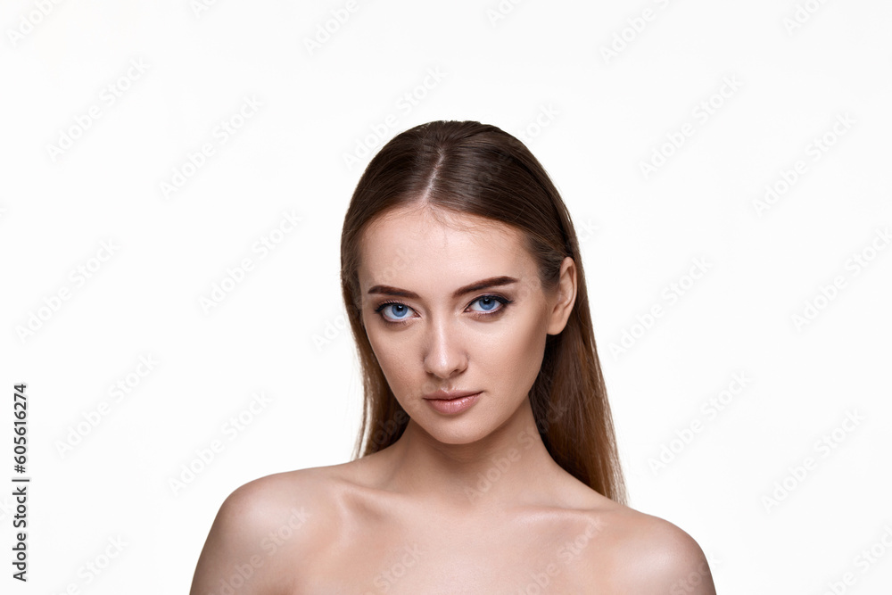 young woman with perfect skin on white background. young woman with perfect skin on white background.
