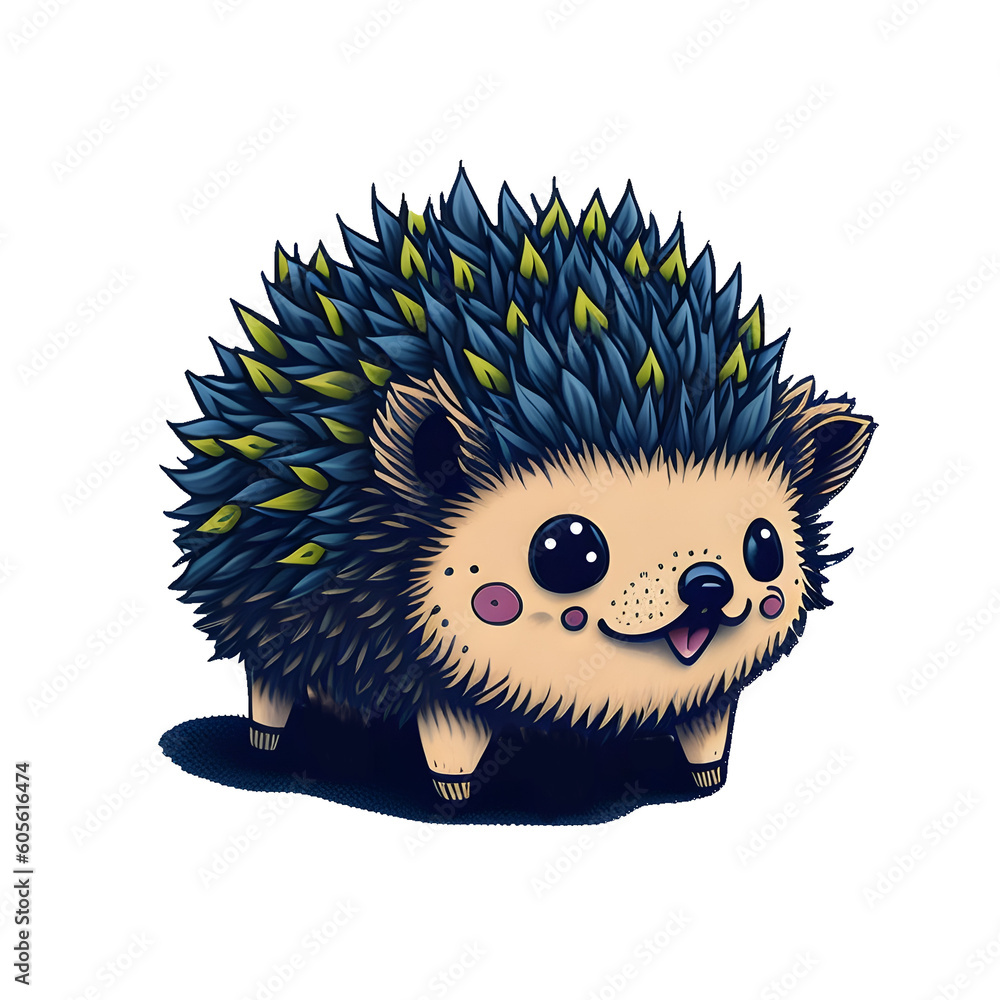 Hedgehog Sticker illustration, Png Image Ready To Use. Animal Sticker Design Series