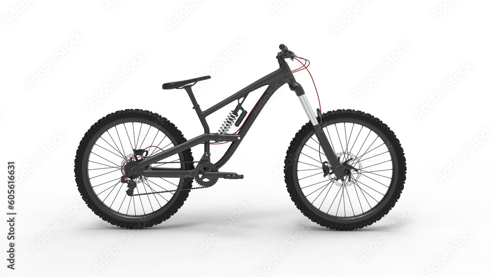 bicycle side view with shadow 3d render