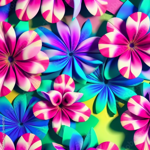 Flora-inspired pattern with a background of pink and purple petals