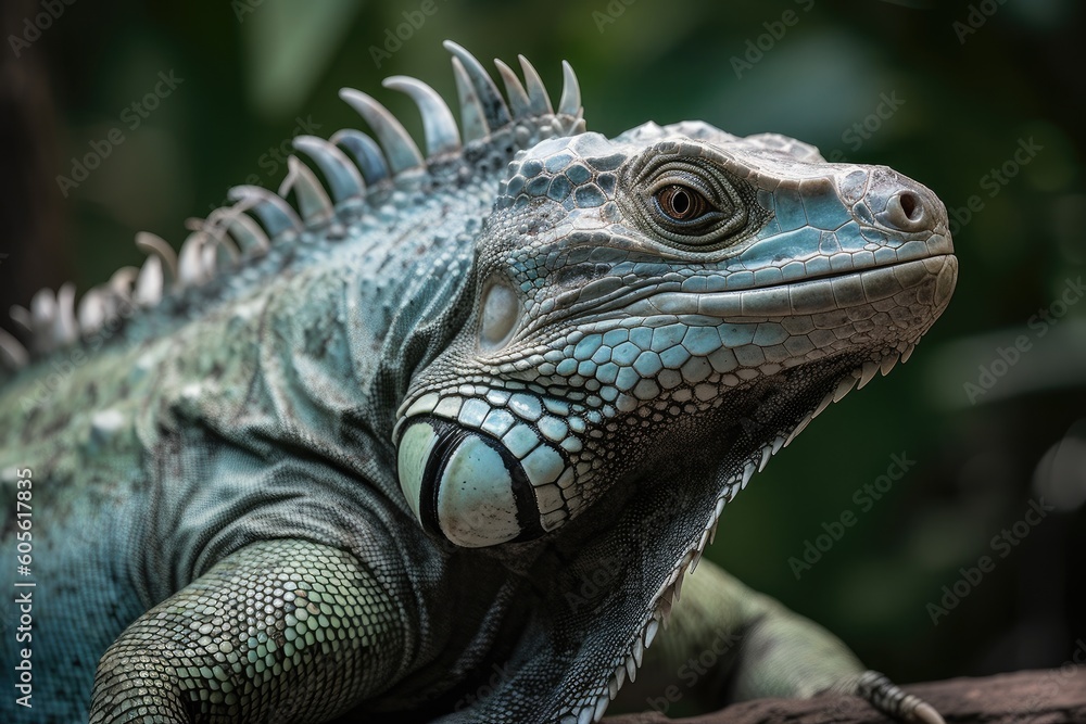 Tropical beautiful animal iguana close up. Generative AI Tropical beautiful animal iguana close up. Generative AI