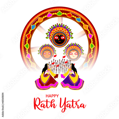 Vector Illustration of indian festival Rath yatra celebration design poster.
