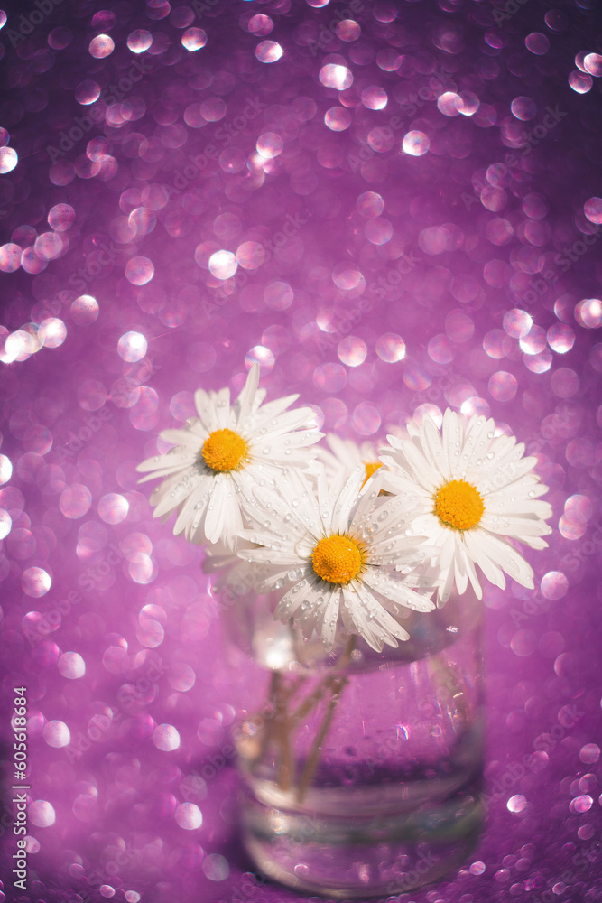pink daisy in a glass