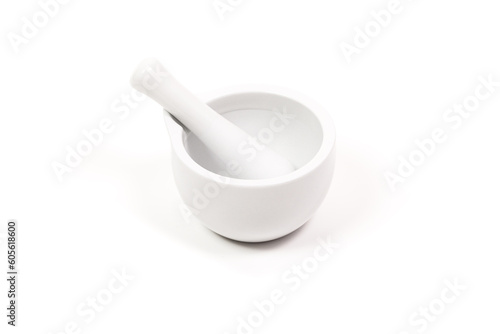 white porcelain mortar and pestle set