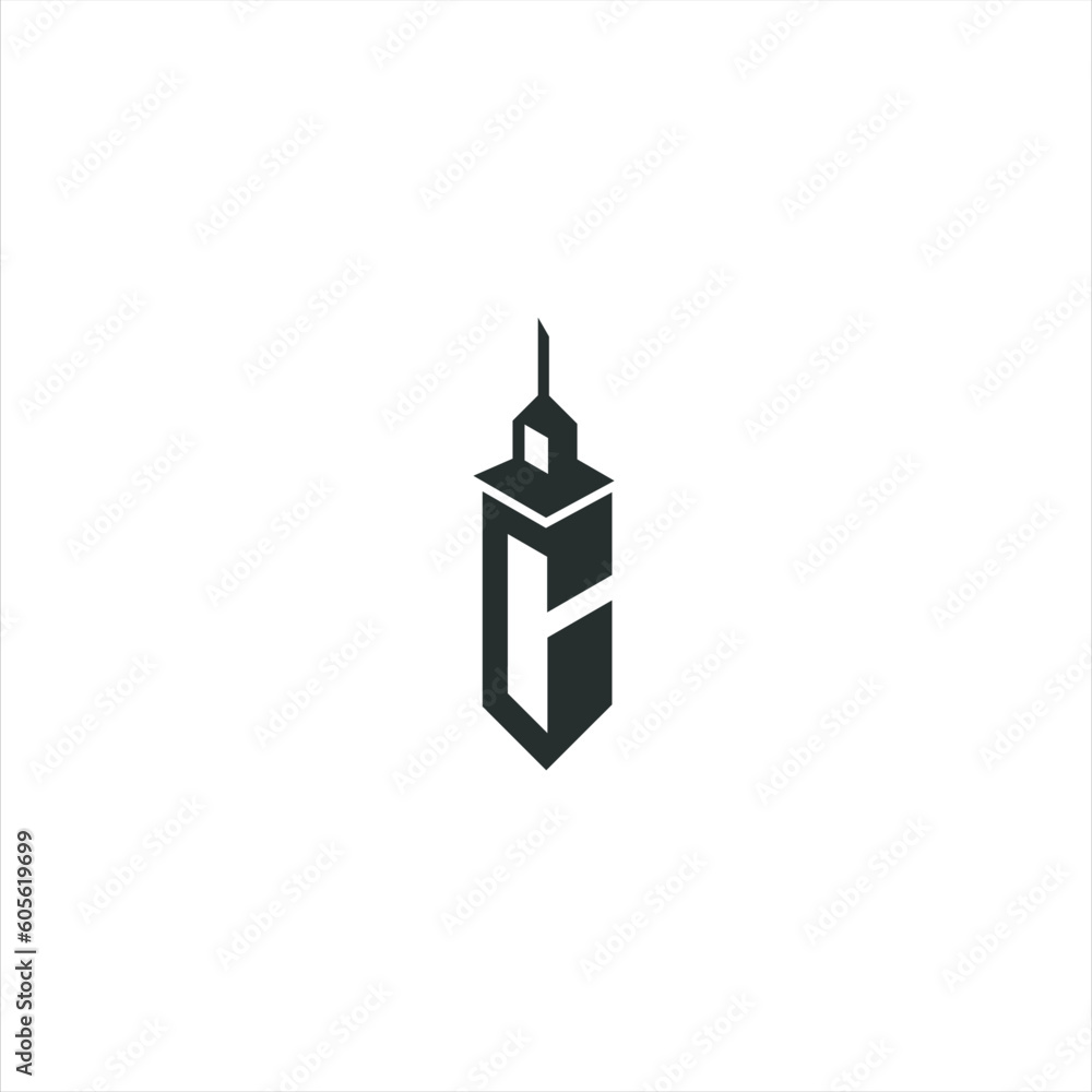 Fototapeta premium C logo abstract monogram initial letter lettering alphabet typography