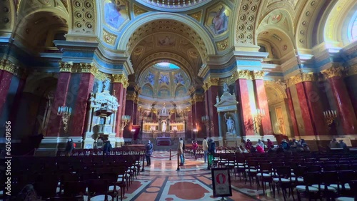 Outstanding interior of St Stephen's Basilica, Budapest, Hungary photo