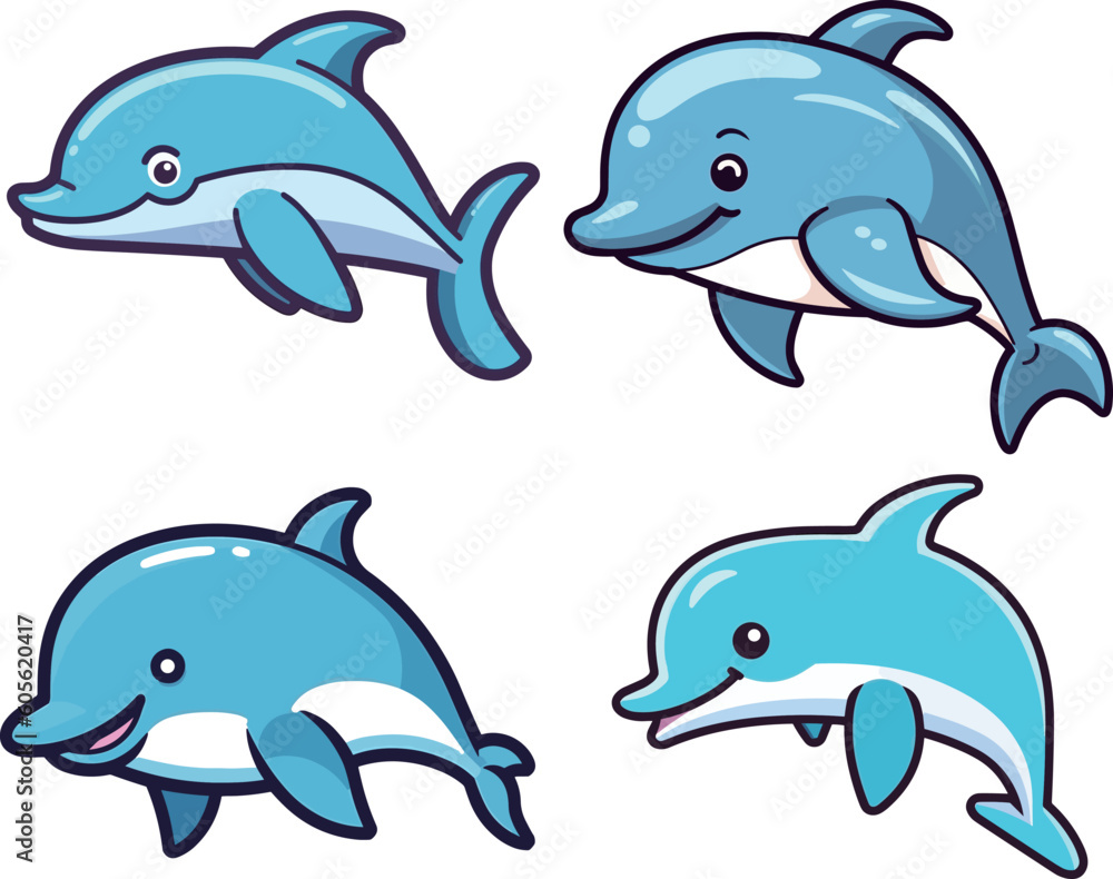 Cute dolphin cartoon vector illustration, logo Cute dolphin cartoon vector illustration, logo